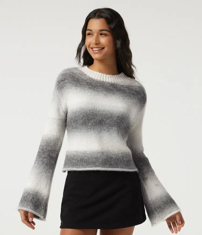 Boat Neck Flounce Long Sleeve Rolled Hem Casual Sweater