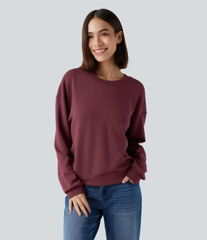 SpacerTek Round Neck Long Sleeve Twist-back Casual Sweatshirt