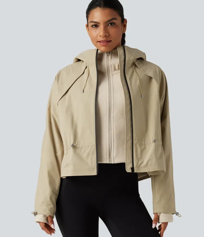 Hooded Long Sleeve 2-Piece Hiking Windbreaker Jacket with Pockets