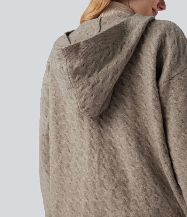Hooded Open Front Long Sleeve Casual Cardigan