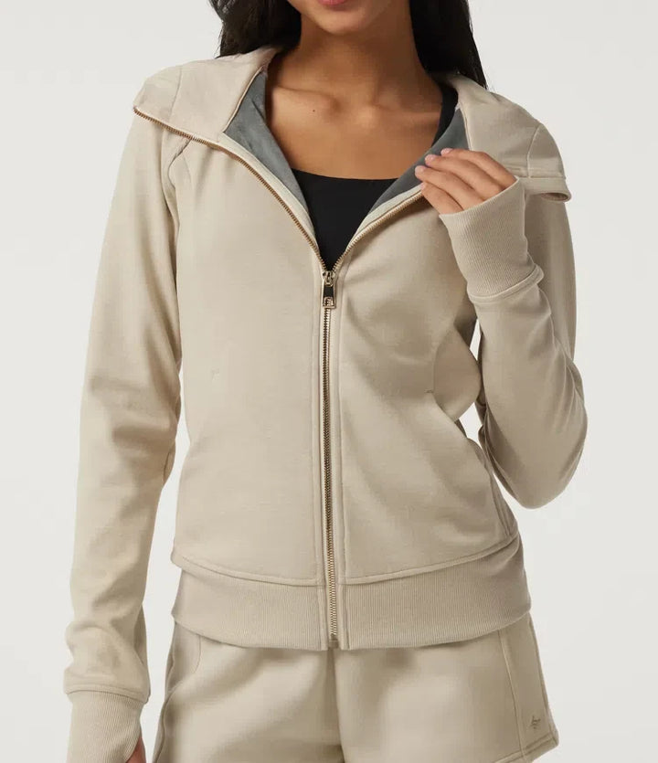 Hooded Raglan Long Sleeve Fleece Workout Sweatshirt with Pockets and Thumb Holes
