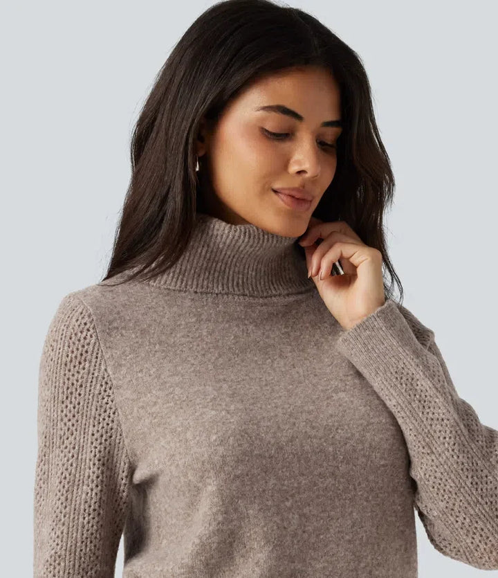 High Neck Long Sleeve Slim Work Sweater