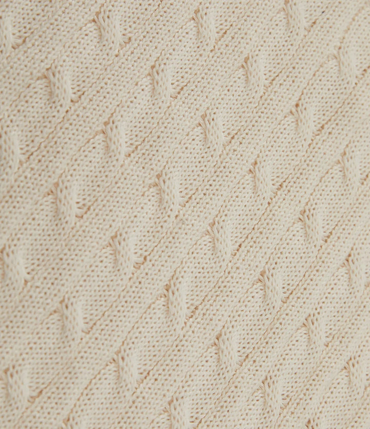 Polo Short Sleeve Cable Knit Work Sweater