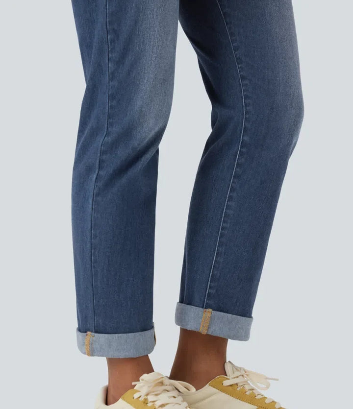 Halara Flex High Waisted Rolled Hem Casual Slim Jeans with Pockets