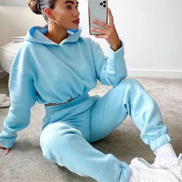 Brooke | Fleece Tracksuit with Cropped Hoodie and Joggers