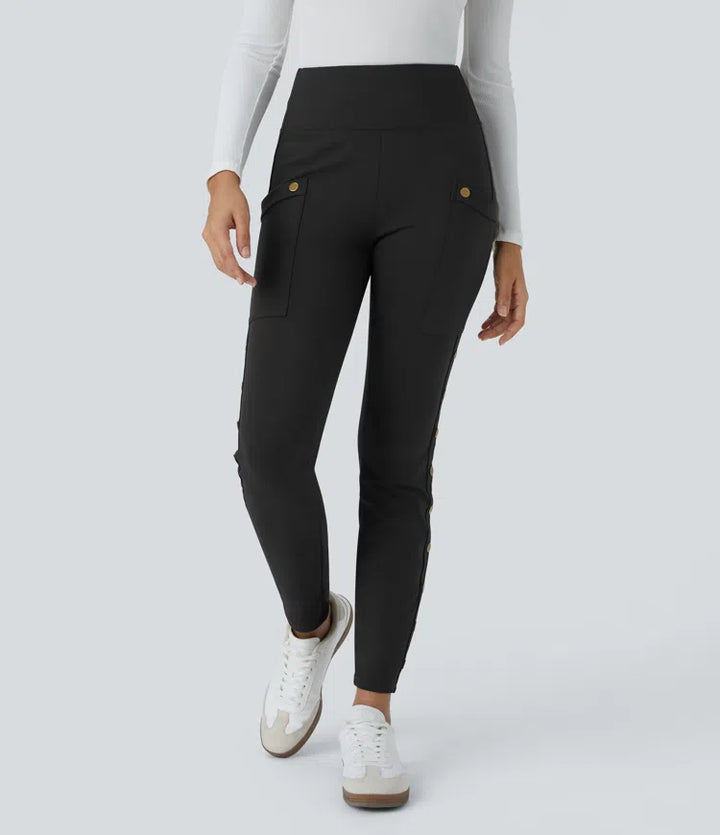 DayStretch High Waisted Decorative Pocket Skinny Ankle Length Casual Pants