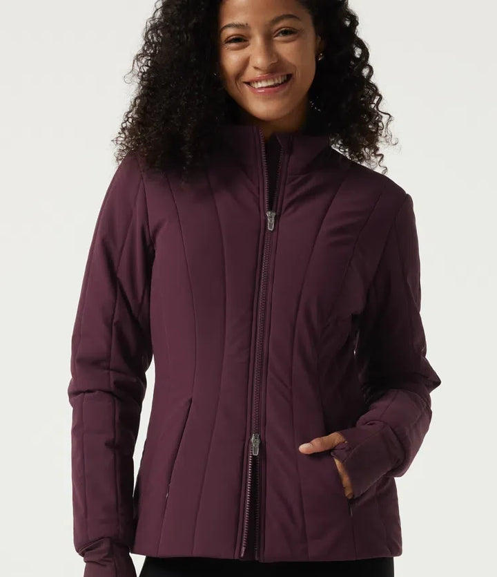 PuffFlex Wrinkle Recovery Mock Neck Slim Casual Padded Jacket with Pockets