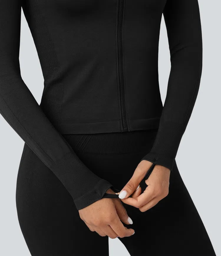 OneForm Seamless Flow Stand Collar Long Sleeve Thumb Hole Yoga Jacket