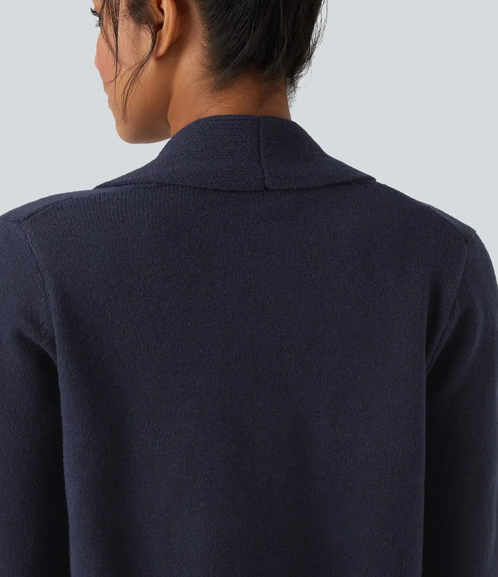 Lapel Long Sleeve Casual Cardigan with Pockets