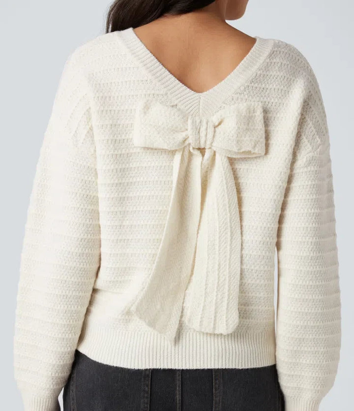 Long Sleeve Tie Back Work Sweater