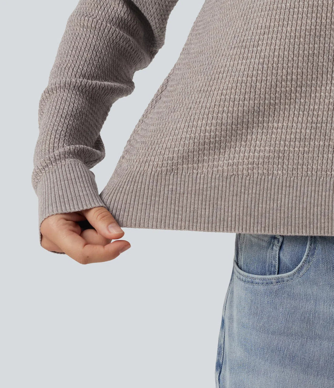 Round Neck Long Sleeve Cut-Out Back Casual Sweater