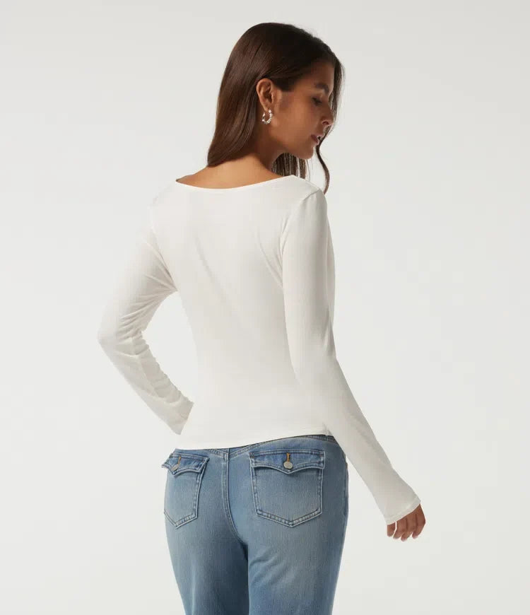 Ribbed V Neck Long Sleeve Crossover Ruched Contrast Lace Casual Top