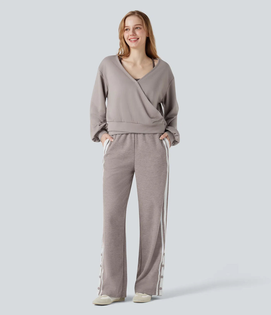 V Neck Long Sleeve Casual Sweatshirt