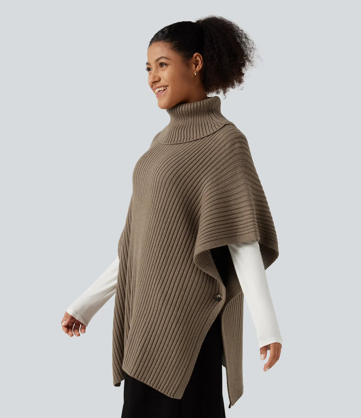 High Neck Batwing Half Sleeve Casual Sweater