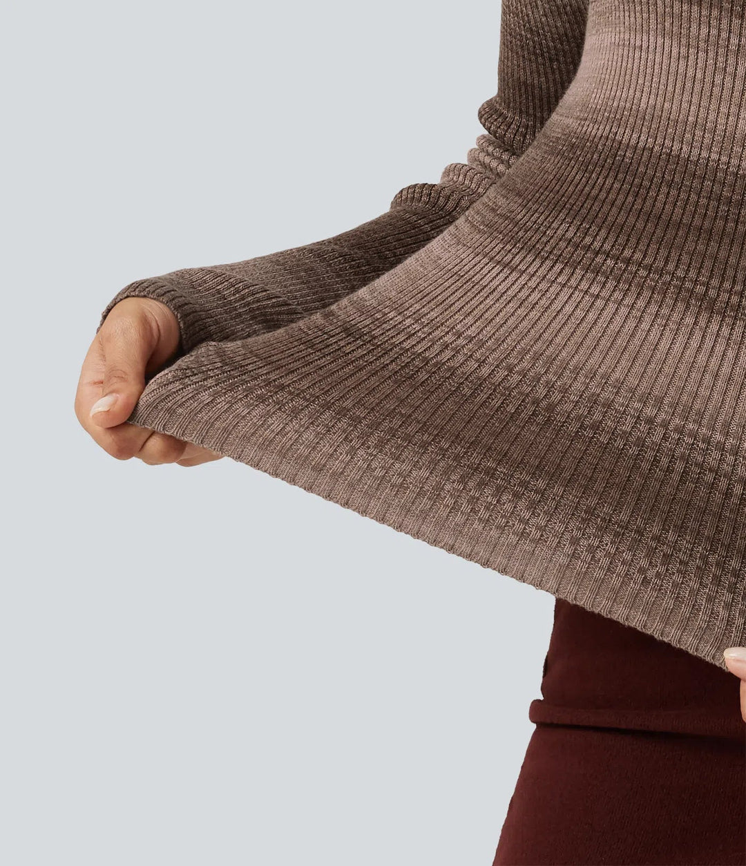 Square Neck Long Sleeve Gradient Stirpe Casual Sweater