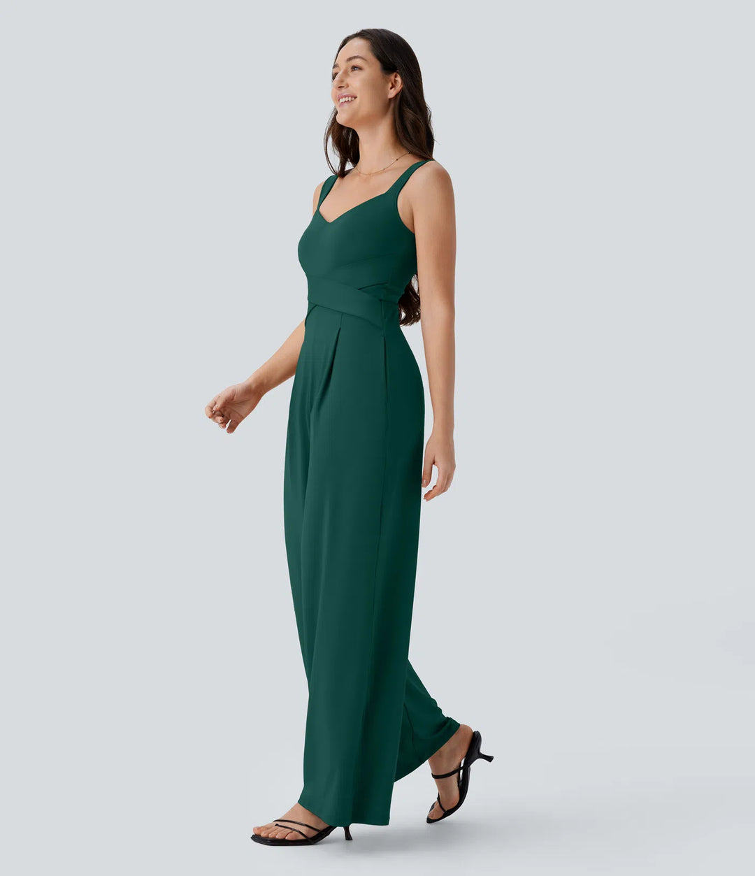 U Back Sleeveless Casual Jumpsuit with Pockets