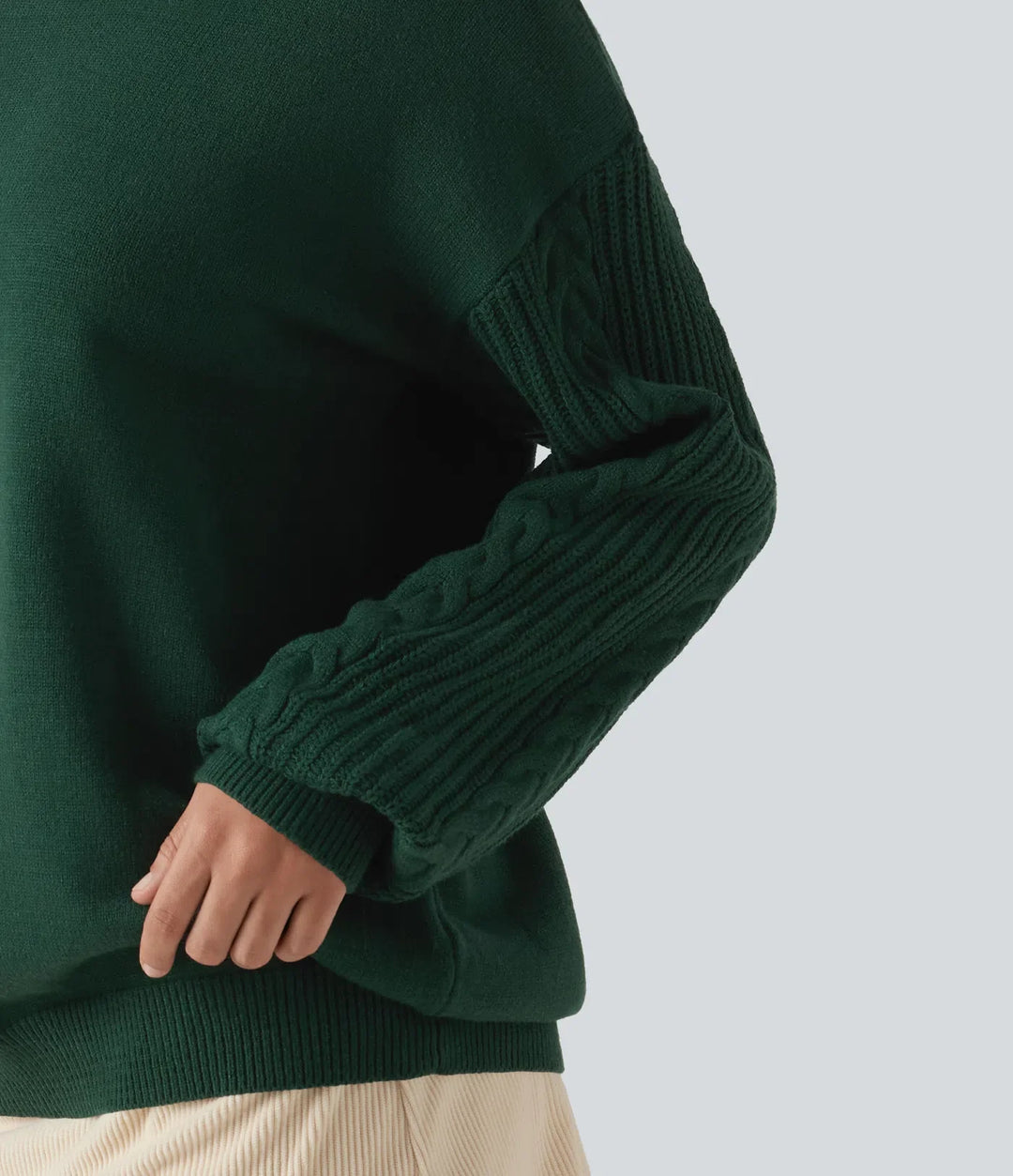Round Neck Long Sleeve Relaxed Work Sweater