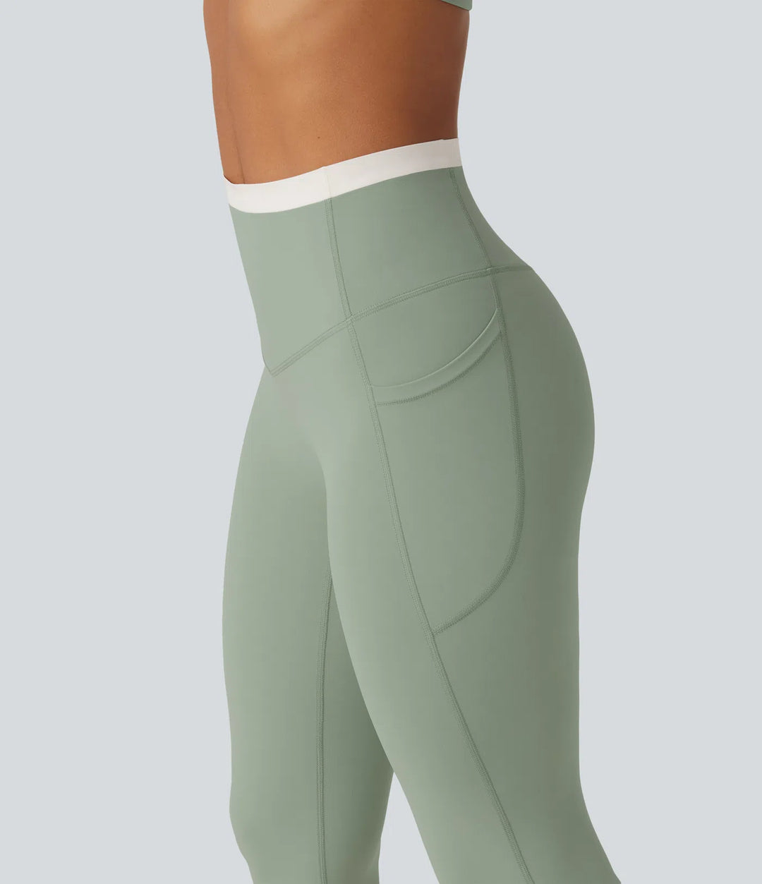 Halara UltraSculpt High Waisted Tummy Control Color Block Skinny Yoga Leggings with Pockets