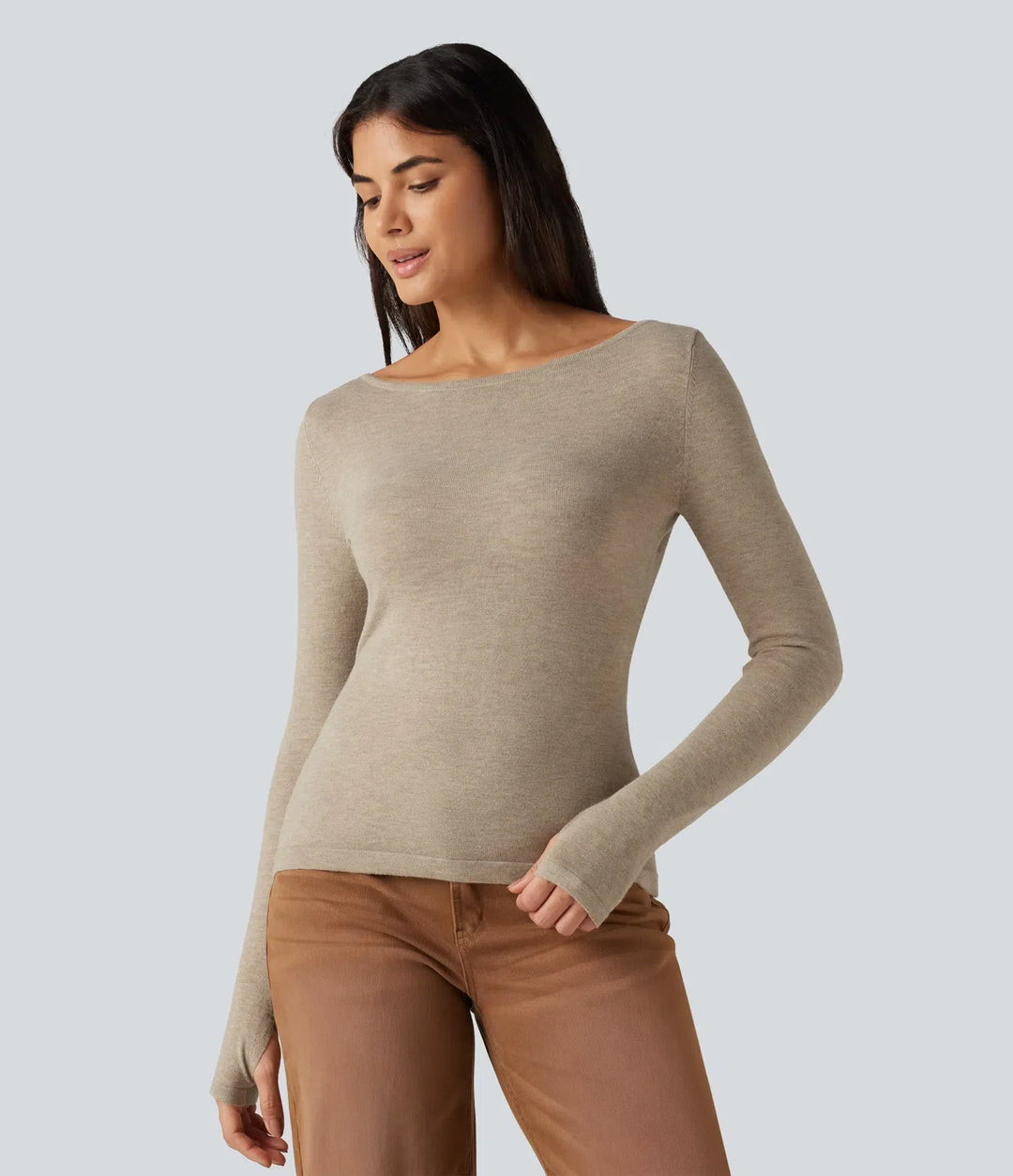 V Neck Long Sleeve Slim Casual Sweater