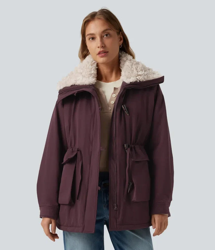 Lapel Long Sleeve Casual Padded Jacket with Pockets