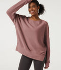 Round Neck Long Sleeve Slit Hem Casual Sweatshirt