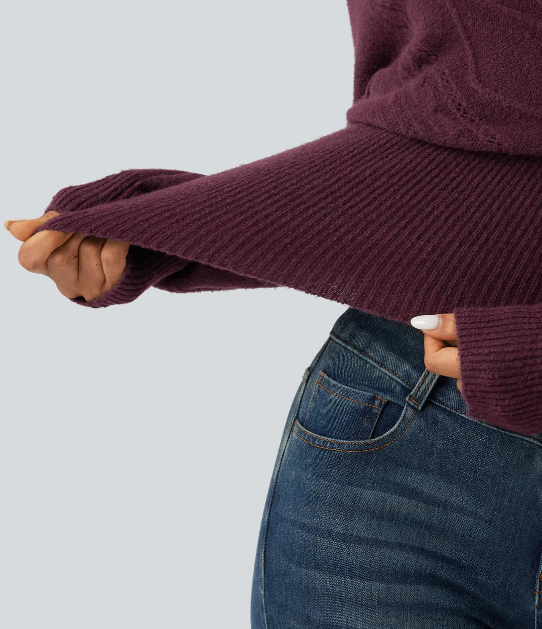 V Neck Long Sleeve V Back Casual Sweater