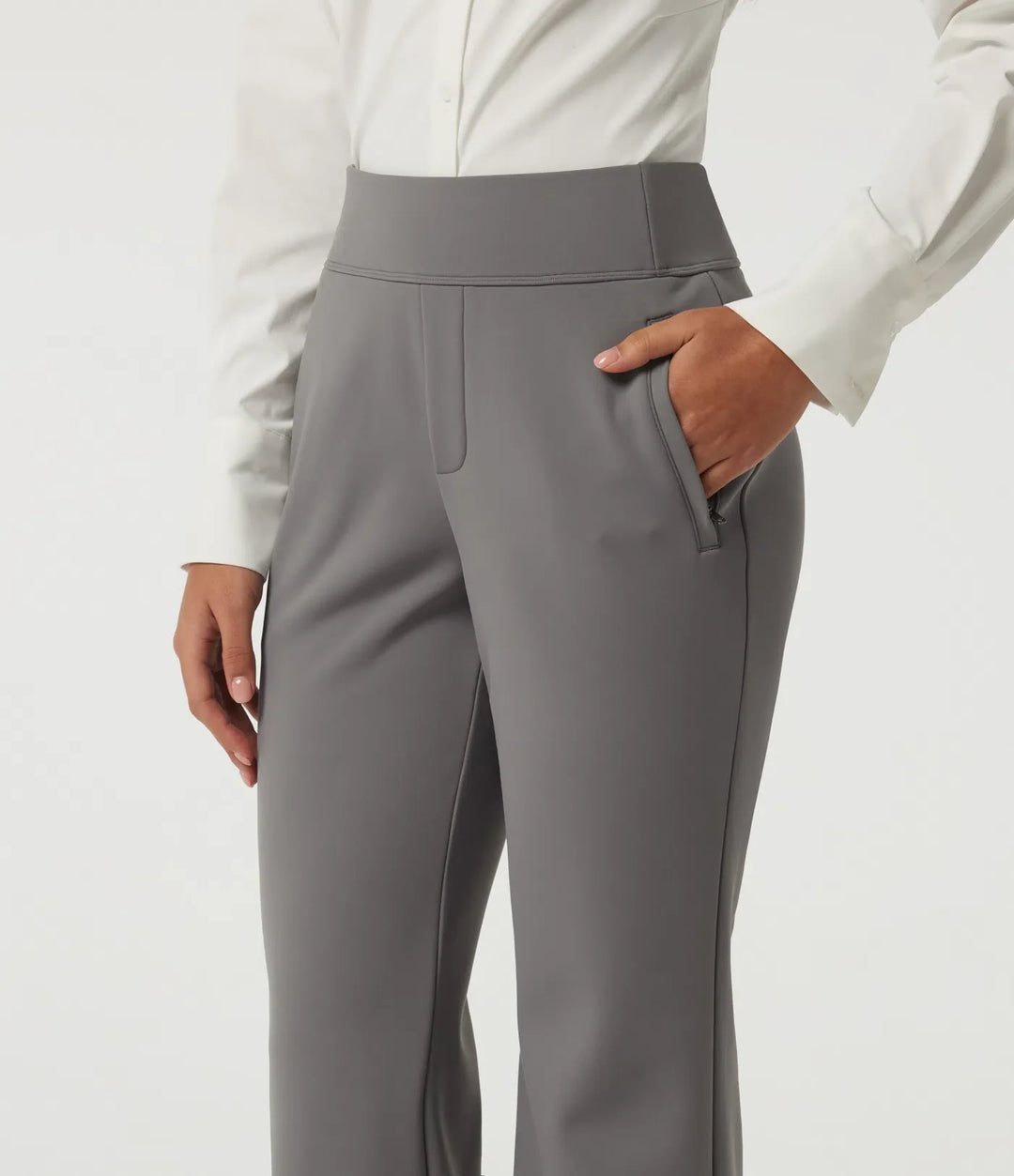 High Waisted Flare Fleece Work Pants with Pockets