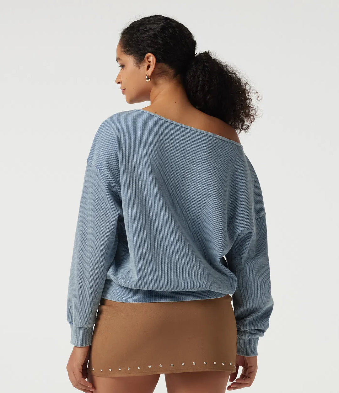 Boat Neck Batwing Long Sleeve Casual Sweatshirt