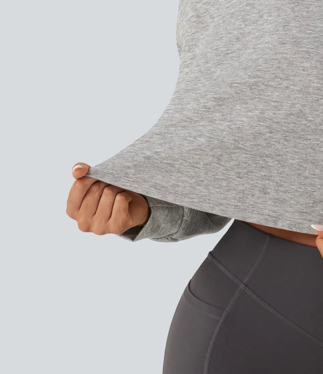 Mock Neck Long Sleeve Relaxed Cropped Casual Sweatshirt