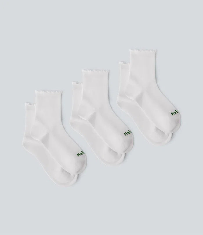 3 Pcs Halara Logo Frill Casual Mid-Calf Socks Set