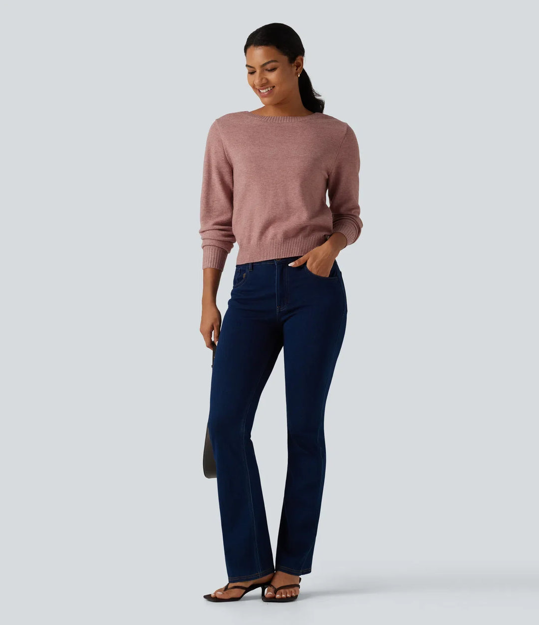 Round Neck Long Sleeve Twisted Casual Sweater