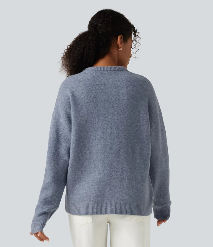 Round Neck Long Sleeve Work Sweater