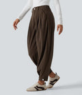 Mid Rise Corduroy Casual Balloon Joggers with Pockets