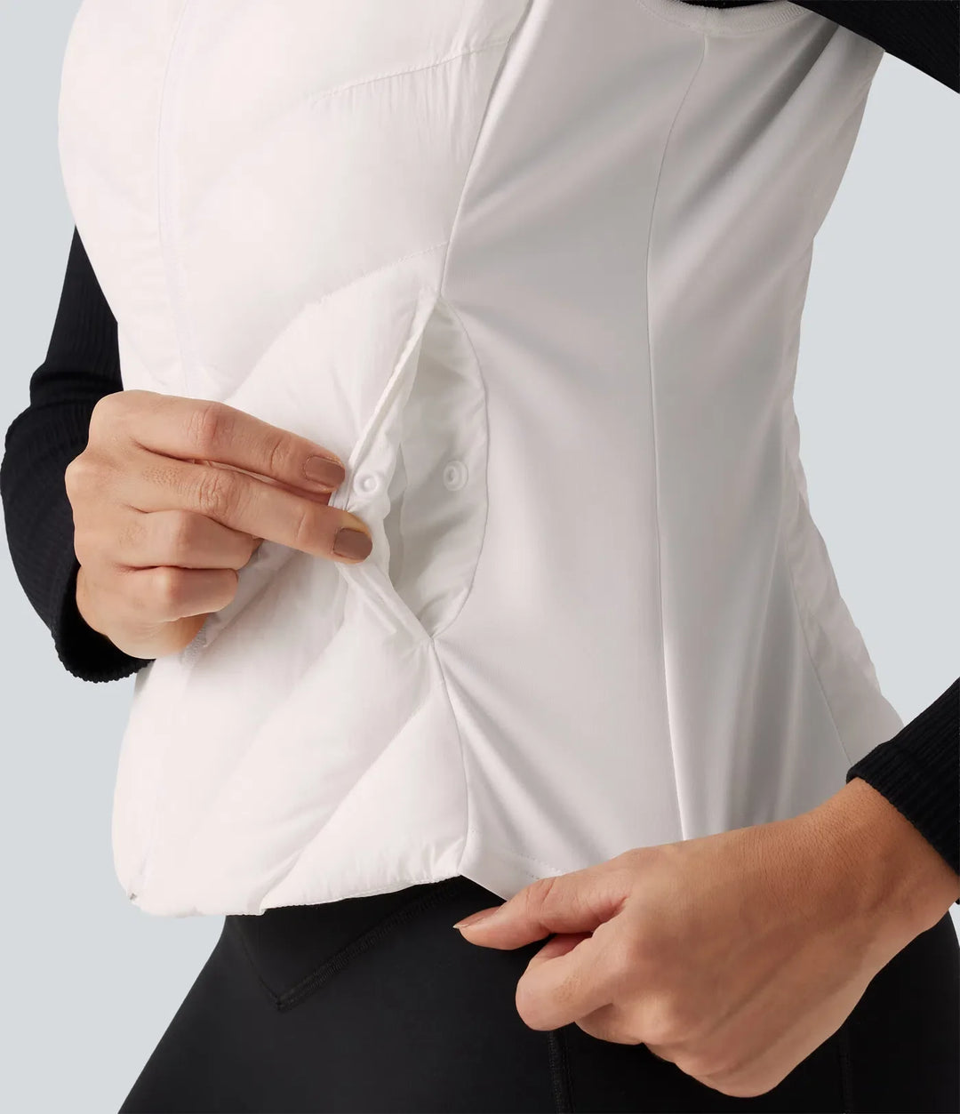 High Neck Slim Casual Padded Vest with Pockets