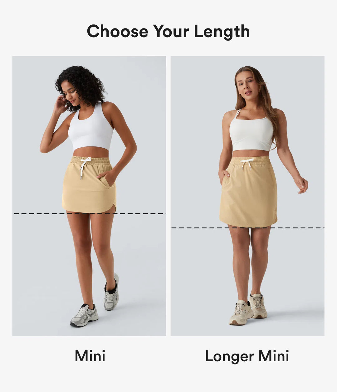 High Waisted Drawstring Pocket 2-in-1 Curved Hem Mini Golf Skirt