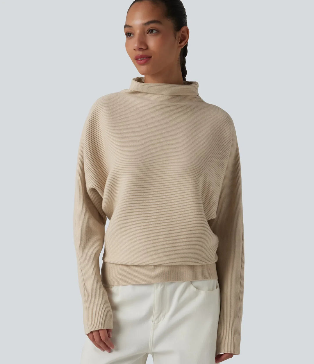High-neck Batwing Sleeve Casual Sweater