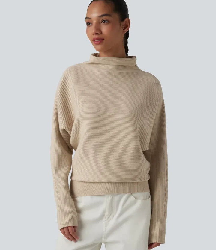 High-neck Batwing Sleeve Casual Sweater