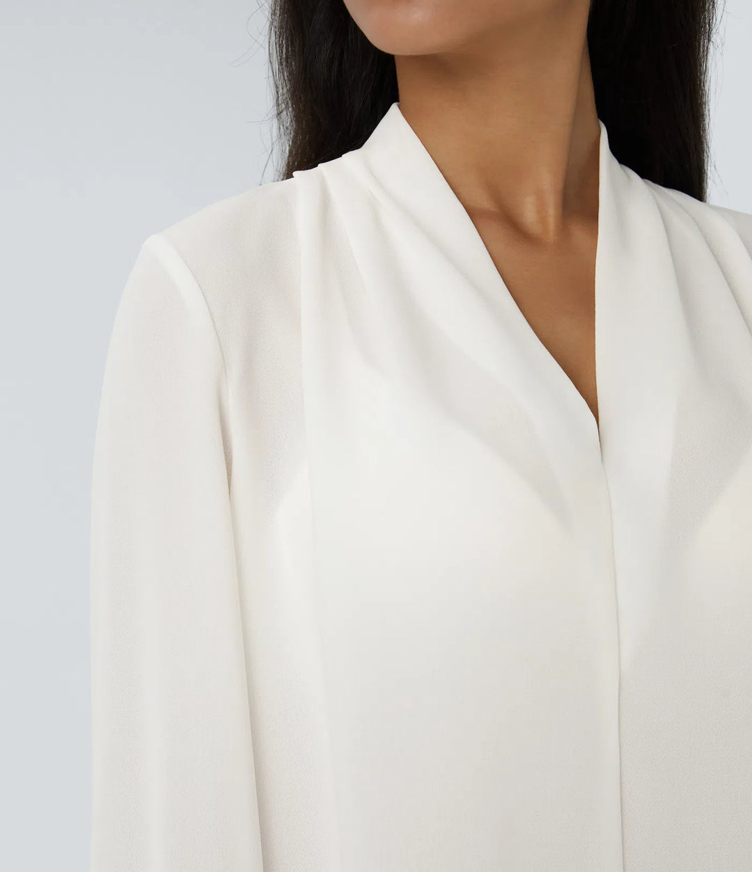 V Neck Long Sleeve Work Blouse