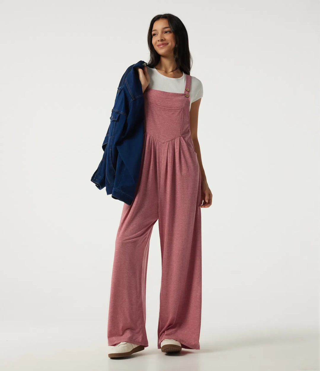 Heathered Casual Overalls with Pockets
