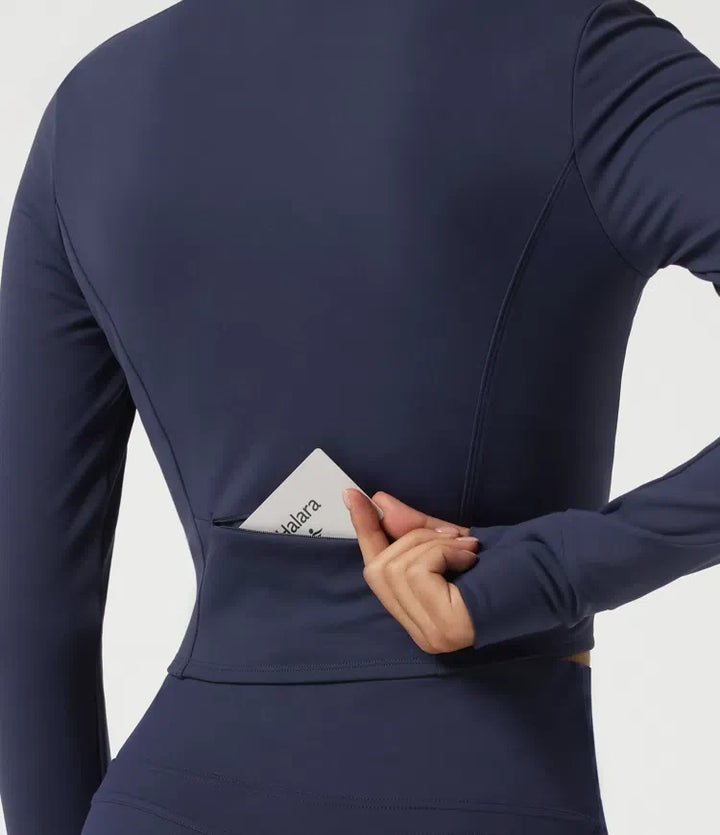 SoftlyZero Plush Thermal High Neck Yoga Jacket with Thumbholes