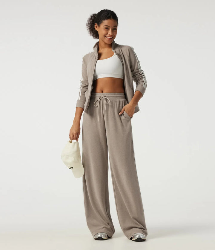 Mid Rise Drawstring Wide Leg Workout Pants with Pockets