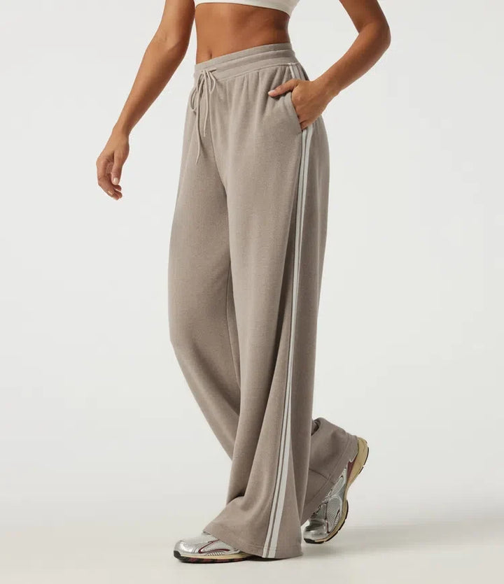 Mid Rise Drawstring Wide Leg Workout Pants with Pockets