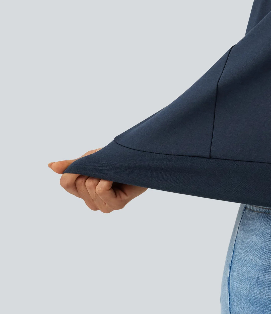 Round Neck Puff 3/4 Sleeve Casual Sweatshirt