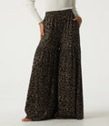 High Waisted Leopard Print Baggy Casual Pants with Pockets