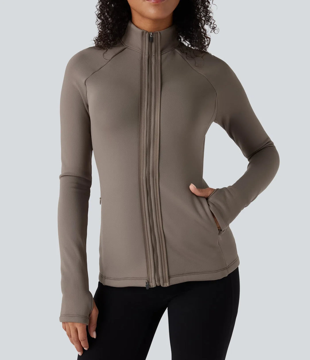 PuffFlex 3-in-1 High-Neck Long Sleeve Thumb Holes Fleece Jacket &amp;Quilted Vest with Pockets