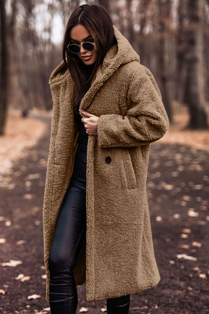 Peyton | Extra Long Hooded Teddy Coat in Soft Plush
