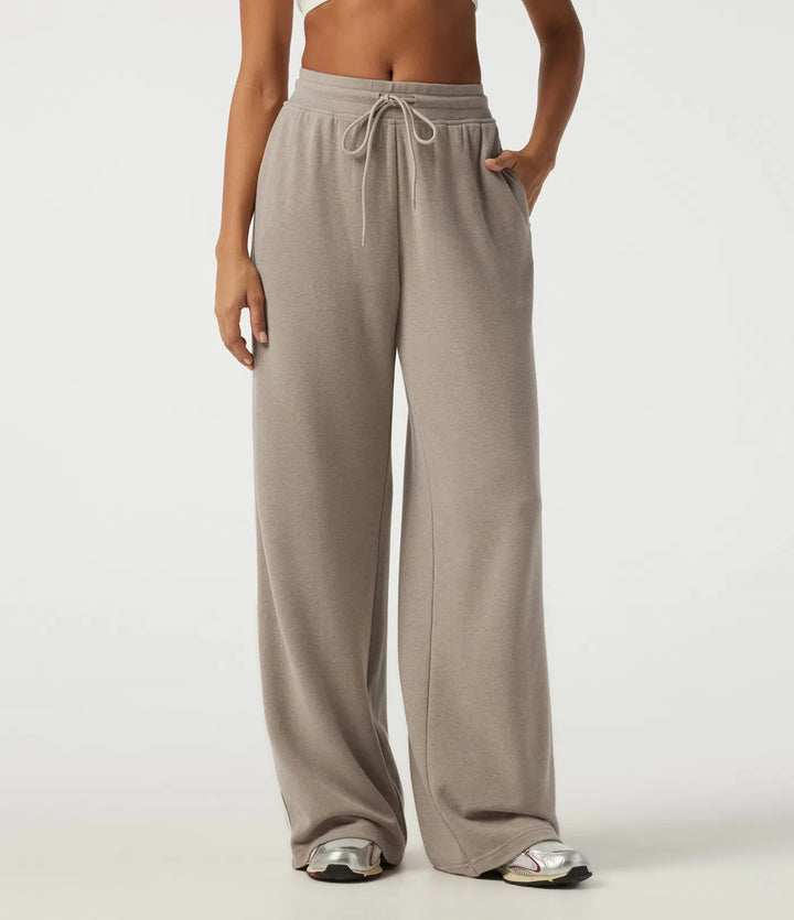 Mid Rise Drawstring Wide Leg Workout Pants with Pockets