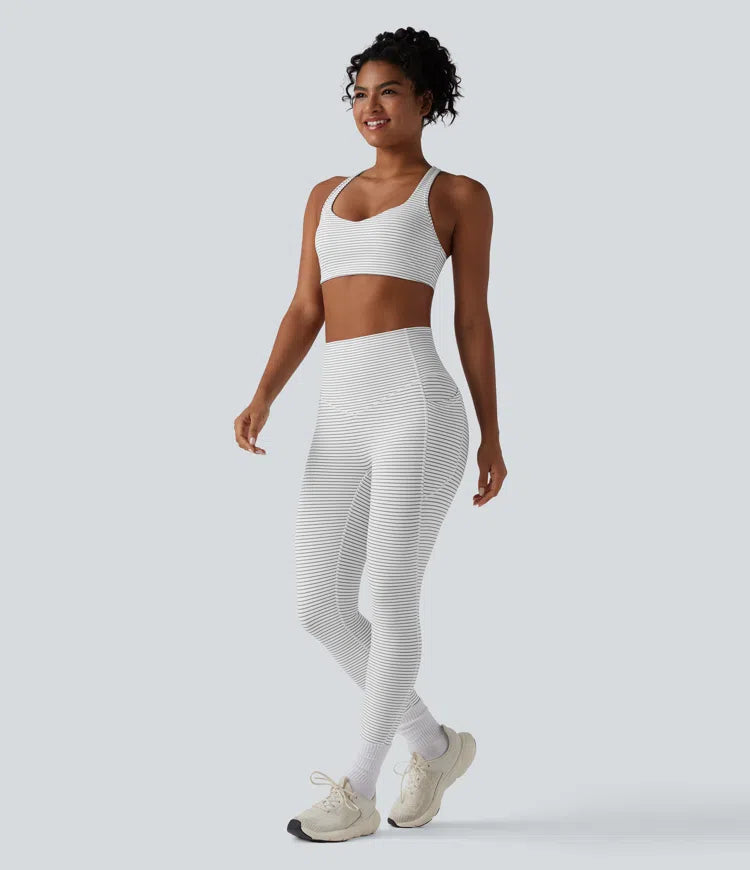Medium Support Racerback Stripes Training Sports Bra