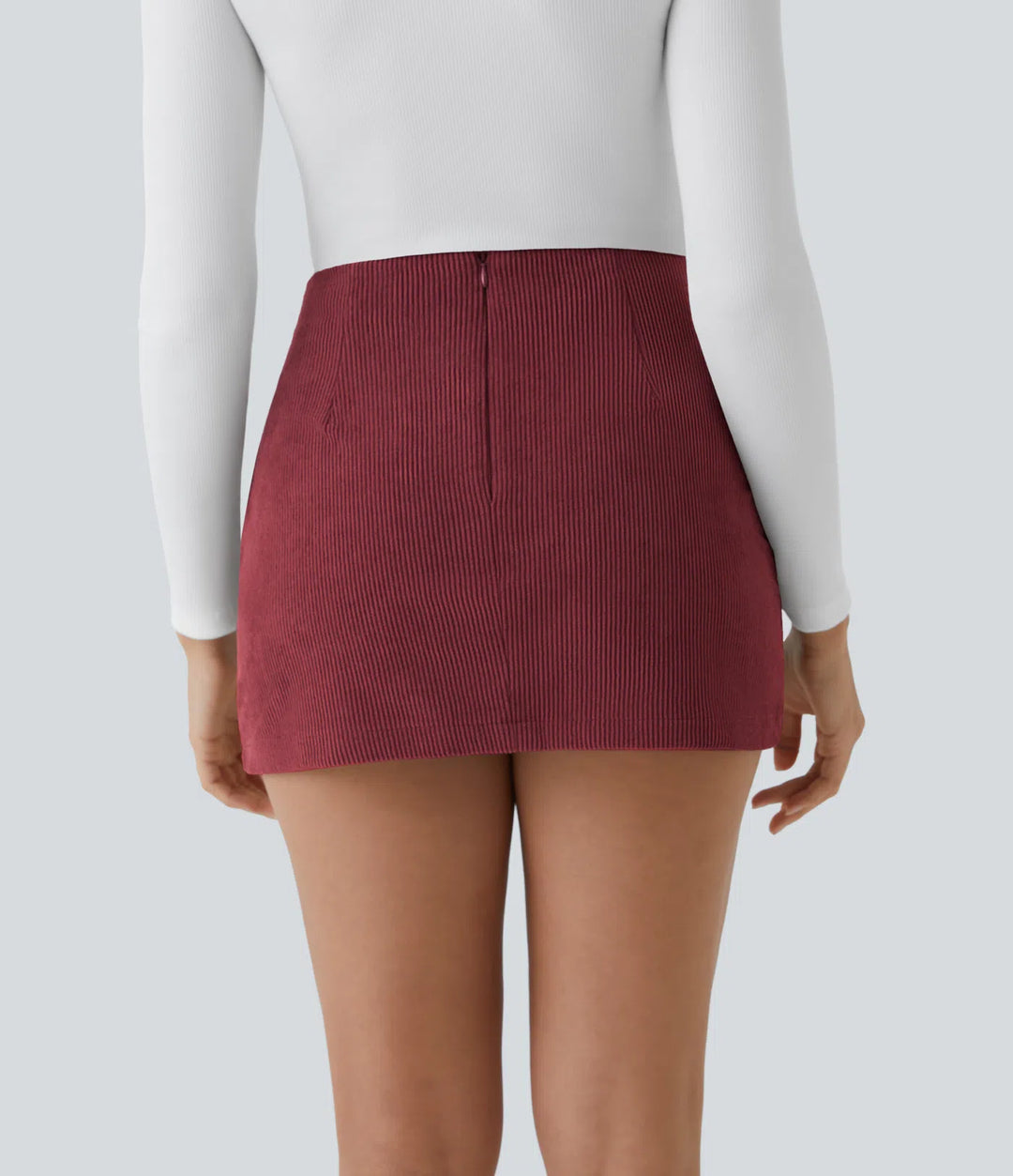 High Waisted 2-in-1 A Line Mini Corduroy Casual Skirt
