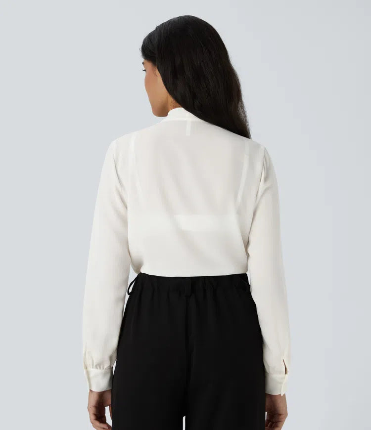 V Neck Long Sleeve Work Blouse